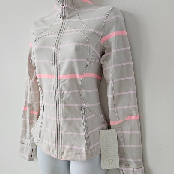 NWT LULULEMON PSHD/BRLY Pink Multi Stripe Cottony Soft Forme Jacket 4 - Picture 2 of 8